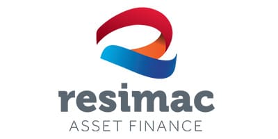 Logo of Resimac Asset Finance with colorful design.