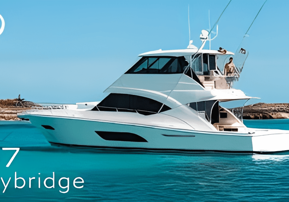 Luxury yacht cruising on calm blue waters under a clear sky.